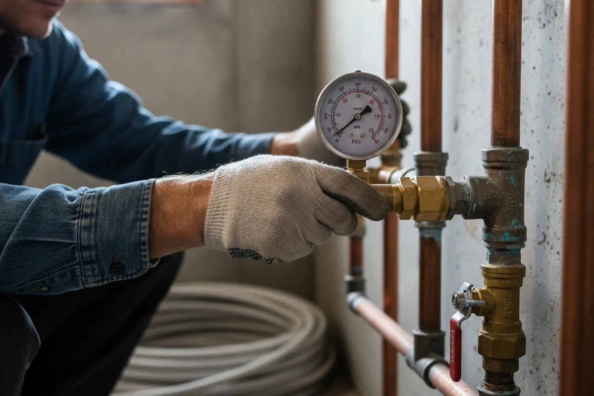 Pressure testing a repaired line during Water Line Repair in Revloc